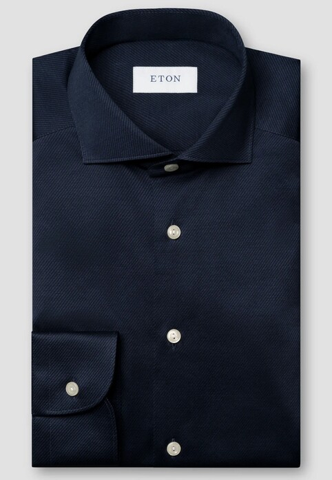 Eton Filo di Scozia Cotton King Knit Overhemd Donker Blauw