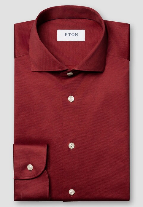 Eton Filo di Scozia Cotton King Knit Overhemd Donker Rood