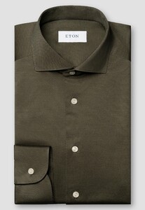 Eton Filo di Scozia Cotton King Knit Shirt Dark Green