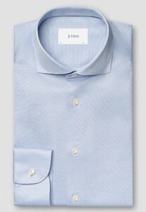 Eton Filo di Scozia Cotton Rich Depth and Texture King Knit Overhemd Licht Blauw