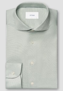 Eton Filo di Scozia Cotton Rich Depth and Texture King Knit Overhemd Licht Groen