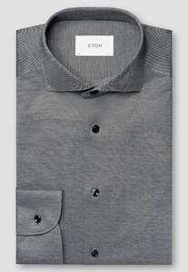 Eton Filo di Scozia Cotton Rich Depth and Texture King Knit Shirt Black