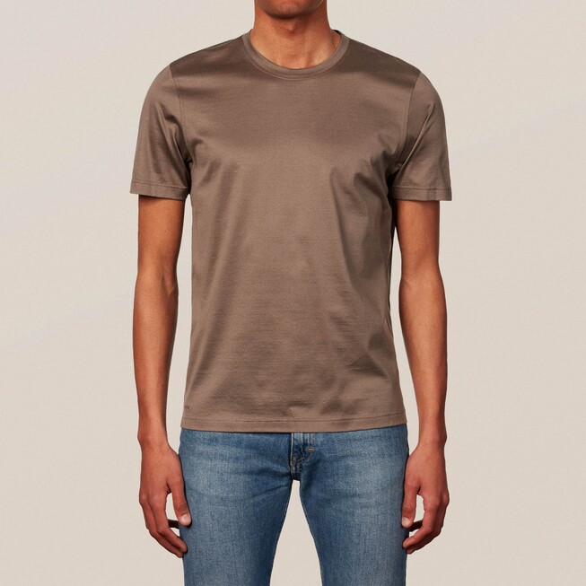 Eton Filo di Scozia Cotton T-Shirt Dark Brown Melange