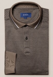 Eton Filo di Scozia Jacquard Herringbone Polo Grijs