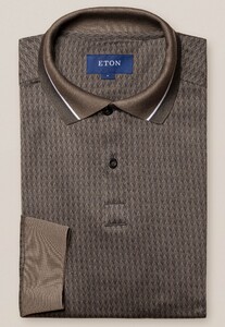 Eton Filo di Scozia Jacquard Herringbone Poloshirt Grey