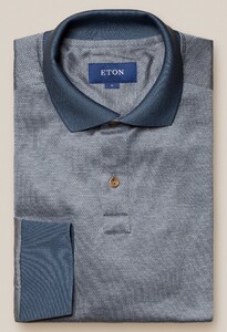 Eton Filo di Scozia Jacquard Knit Polo Donker Blauw