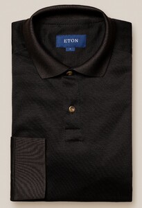 Eton Filo di Scozia Jacquard Knit Polo Zwart