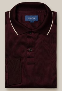 Eton Filo di Scozia Jacquard Long Sleeve Poloshirt Burgundy