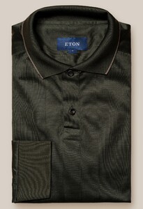 Eton Filo di Scozia Jacquard Long Sleeve Poloshirt Dark Green