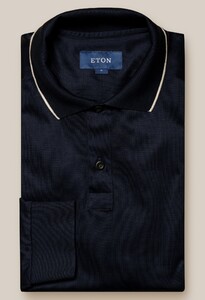 Eton Filo di Scozia Jacquard Long Sleeve Poloshirt Navy