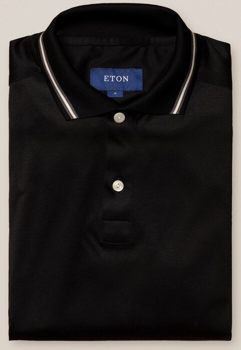 Eton Filo di Scozia Jersey Polo Poloshirt Black