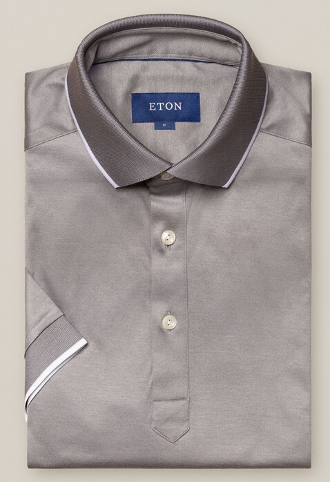 Eton Filo di Scozia Jersey Polo Shirt Poloshirt Grey