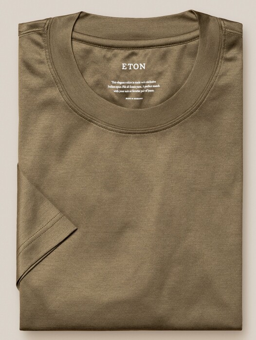 Eton Filo di Scozia Jersey T-Shirt Greenbrown