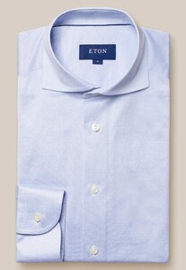 Eton Filo di Scozia King Knit Shirt Light Blue
