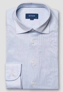 Eton Filo di Scozia King Knit Shirt Light Blue