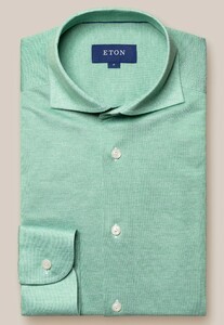 Eton Filo di Scozia Knit Piqué Oxford Effect Overhemd Groen