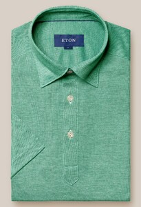 Eton Filo di Scozia Oxford Piqué Knit Poloshirt Green
