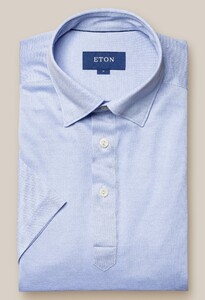 Eton Filo di Scozia Oxford Piqué Knit Poloshirt Light Blue