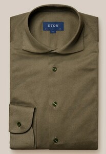 Eton Filo di Scozia Piqué Knit Organic Cotton Overhemd Groen