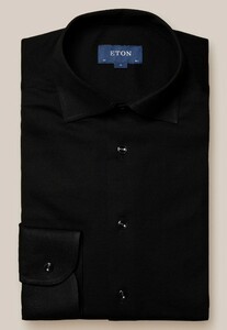 Eton Filo di Scozia Piqué Knit Organic Cotton Shirt Black
