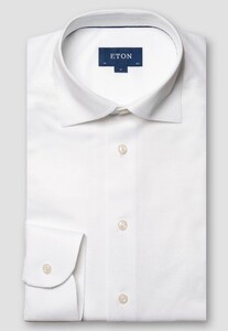 Eton Filo di Scozia Piqué Knit Organic Cotton Shirt White