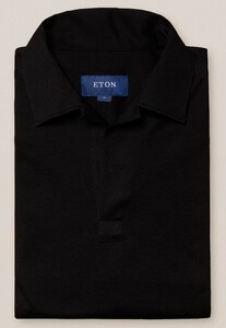 Eton Filo di Scozia Piqué Long Sleeve Polo Zwart