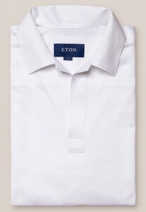 Eton Filo di Scozia Pique Long Sleeve Poloshirt White