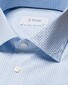 Eton Fine Check Cotton Twill Shirt Light Blue