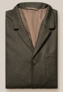 Eton Fine Check Wool Cashmere Heavy Flannel Overshirt Green