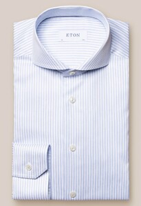 Eton Fine Duo Stripe Signature Twill Overhemd Licht Blauw