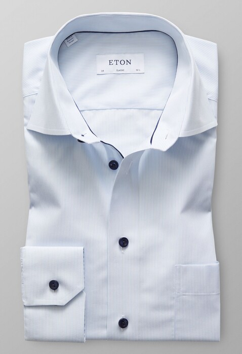 Eton Fine Duo Striped Poplin Overhemd Avond Blauw