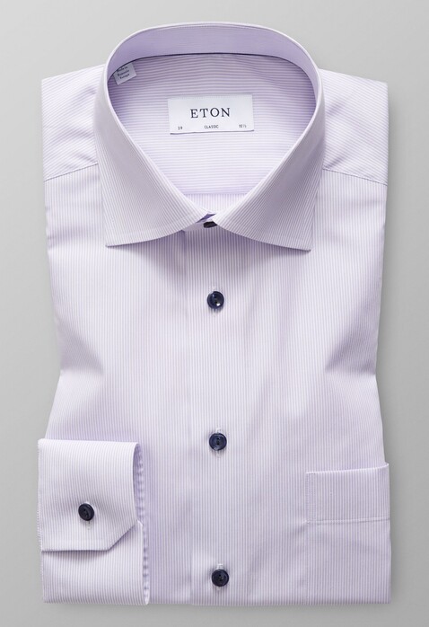 Eton Fine Duo Striped Poplin Shirt Paars Melange