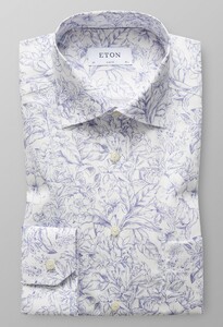 Eton Fine Floral Contrast Overhemd Donker Blauw