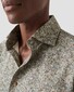 Eton Fine Floral Pattern Signature Twill Horn-Effect Buttons Overhemd Beige