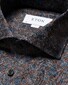 Eton Fine Floral Pattern Signature Twill Horn-Effect Buttons Overhemd Navy