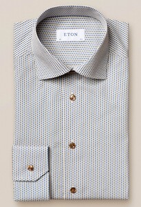 Eton Fine Geometric Pattern Overhemd Geel-Blauw