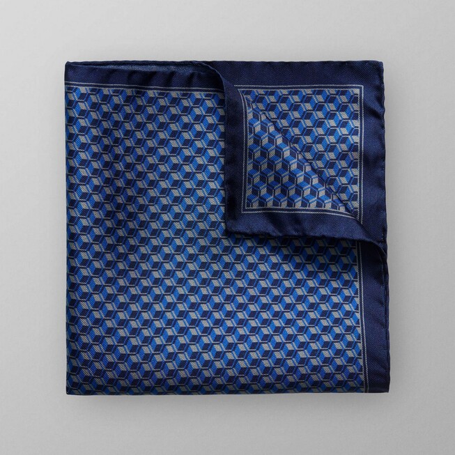 Eton Fine Geometric Pattern Pocket Square Dark Evening Blue