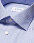 Eton Fine Geometric Pattern Signature Poplin Overhemd Midden Blauw