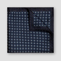 Eton Fine Geometric Pattern Silk Twill Pochet Navy