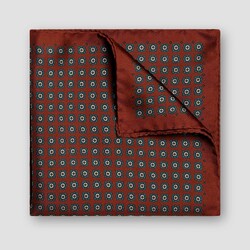 Eton Fine Geometric Pattern Silk Twill Pocket Square Dark Red