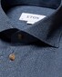 Eton Fine Herringbone Flanel Wide Spread Overhemd Donker Blauw