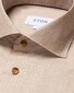 Eton Fine Herringbone Flanel Wide Spread Overhemd Licht Bruin