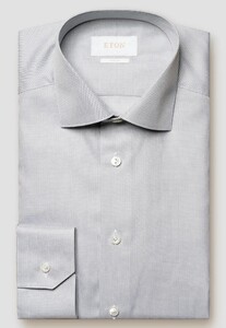 Eton Fine Houndstooth Pattern Giza 45 Cotton Twill Shirt Grey