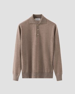 Eton Fine Knit Extrafine Tollegno Merino Wool Polo Collar Trui Bruin