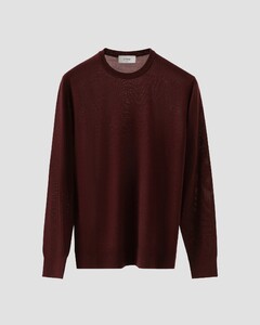 Eton Fine Luxury Merinowool Knit Crew Neck Trui Donker Rood