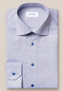 Eton Fine Melange Twill Shirt Mid Blue