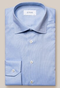 Eton Fine Micro Diamond Texture Uni Organic Cotton Overhemd Licht Blauw