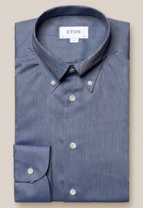 Eton Fine Oxford Texture Mélange Effect Overhemd Navy