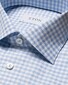 Eton Fine Piqué Check Mother of Pearl Buttons Overhemd Licht Blauw