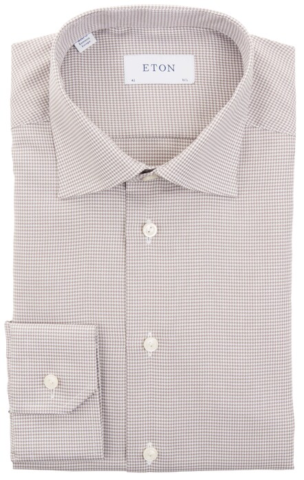 Eton Fine Plaid Pattern Contemporary Overhemd Bruin